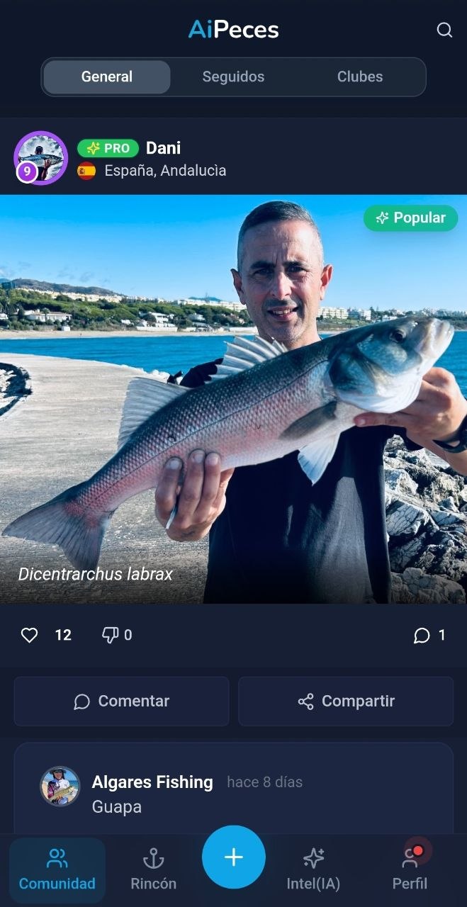 Captura de lubina compartida en la comunidad de AiPeces