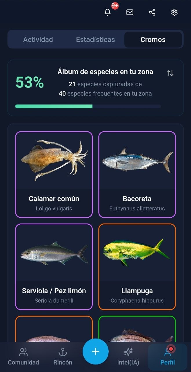 Álbum de cromos de especies en AiPeces