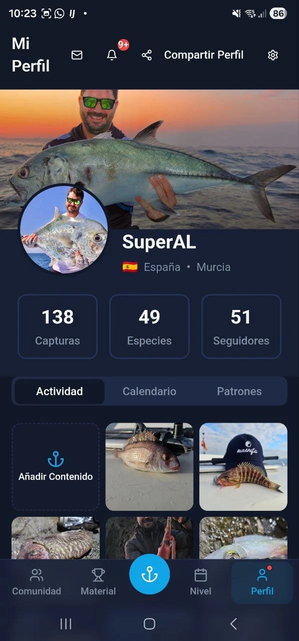 Pantalla de perfil de usuario en la app AiPeces